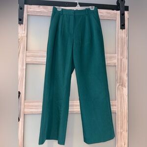 Abercrombie Sloane Wide Leg Tailored Pants - Dark Green